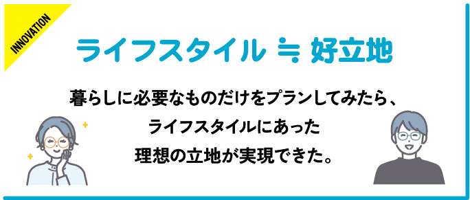 暮らしに必要なものだけをプランしてみたら、ライフスタイルに合った理想の立地が実現できた。